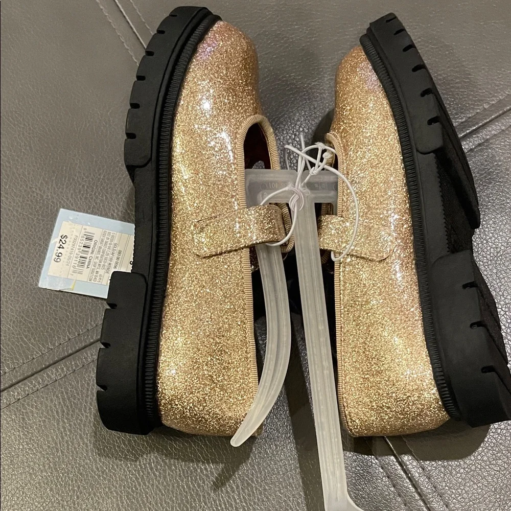 Cat & Jack Glittery Gold Dress Shoes EASTER